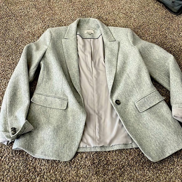Loft Herringbone Gray Blazer - Picture 1 of 3